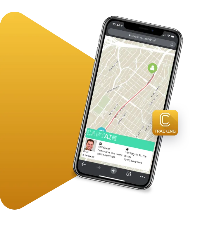 Phone showing a delivery driver's live location on a map